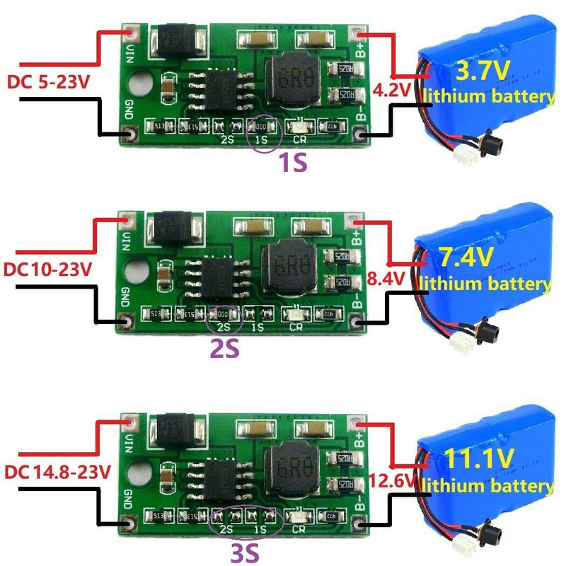 Nabíjačka 3-článkovej 1A DC 14,8V-23V až 12,6V Li-Ion LiPo batérie pre 11,1V 18650 lítium-iónové batérie