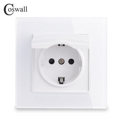 Coswall üvegpanel fali aljzat földelve vízálló fedéllel fedővel EU Oroszország Spanyolország Franciaország konnektor gyermekvédelmi zárral