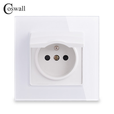 Coswall üvegpanel fali aljzat földelve vízálló fedéllel fedővel EU Oroszország Spanyolország Franciaország konnektor gyermekvédelmi zárral