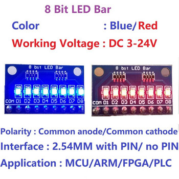 3-24V 8-битов червен LED индикатор с общ анод Лента Diy Kit за Arduino NANO MCU pi