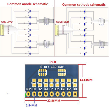 3-24V 8-битов червен LED индикатор с общ анод Лента Diy Kit за Arduino NANO MCU pi