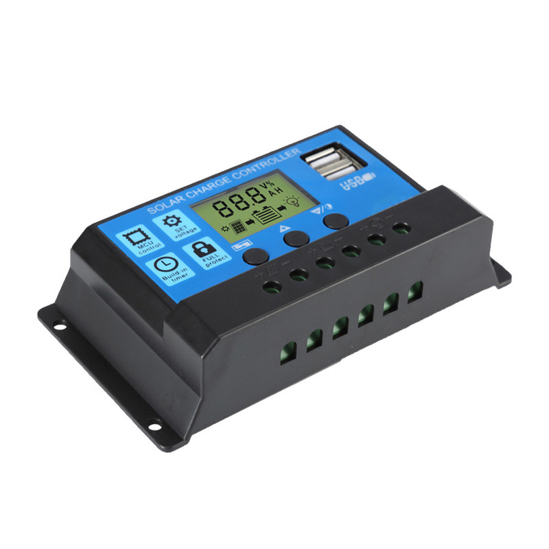 UYANGG VÝPREDAJ 2022 Solárny regulátor 30A 20A 10A 12V/24V LCD displej Napäťový solárny regulátor PWM Nabíjačka batérií Duálny USB 5V výstup