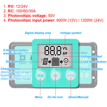 Соларен контролер за зареждане 12V/24V 30A/60A/100A соларен регулатор MPPT зарядно устройство за батерии LCD дисплей Двоен USB контролер за соларен панел