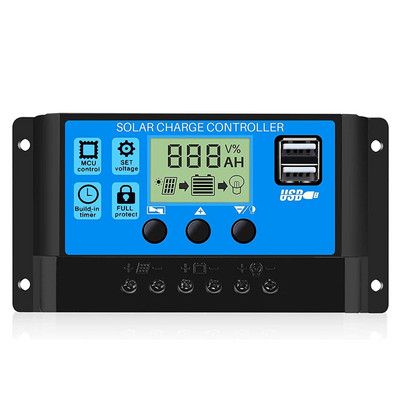 mppt napelemes töltésvezérlő 12v 24v 10A 20A 30A napelemes vezérlő Dual USB 5V LCD kijelző napelemes akkumulátor szabályozó