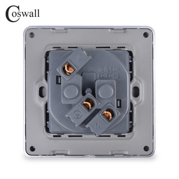 Coswall 16A EU стандартен стенен контакт Луксозен електрически контакт Панел от неръждаема стомана, заземен със защитна врата за деца