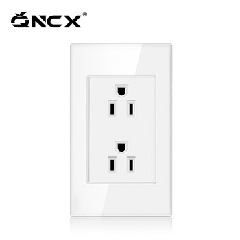 QNCX закалено стъкло Американски многофункционален контакт 2.1A с двоен USB захранващ адаптер Гнездо 15A Стандартен дуплексен стенен контакт на САЩ