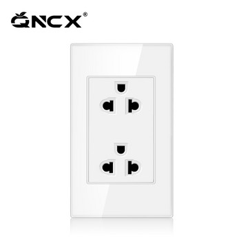 QNCX закалено стъкло Американски многофункционален контакт 2.1A с двоен USB захранващ адаптер Гнездо 15A Стандартен дуплексен стенен контакт на САЩ