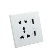 Universalus USB sieninis elektros lizdas, 5 V 2,1 A dvigubas USB telefono įkrovimo prievadas, JK 13 A standartinis maitinimo lizdas AC 220–110 V EU US AU
