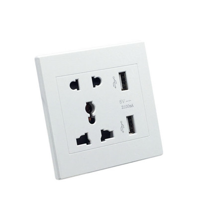 Univerzális USB elektromos fali aljzat, 5 V 2,1 A kettős USB telefontöltő port, Egyesült Királyság 13 A szabványos tápcsatlakozó AC 220–110 V EU US AU