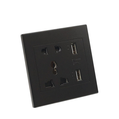 Universalus USB sieninis elektros lizdas, 5 V 2,1 A dvigubas USB telefono įkrovimo prievadas, JK 13 A standartinis maitinimo lizdas AC 220–110 V EU US AU