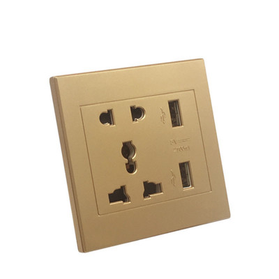 Universalus USB sieninis elektros lizdas, 5 V 2,1 A dvigubas USB telefono įkrovimo prievadas, JK 13 A standartinis maitinimo lizdas AC 220–110 V EU US AU
