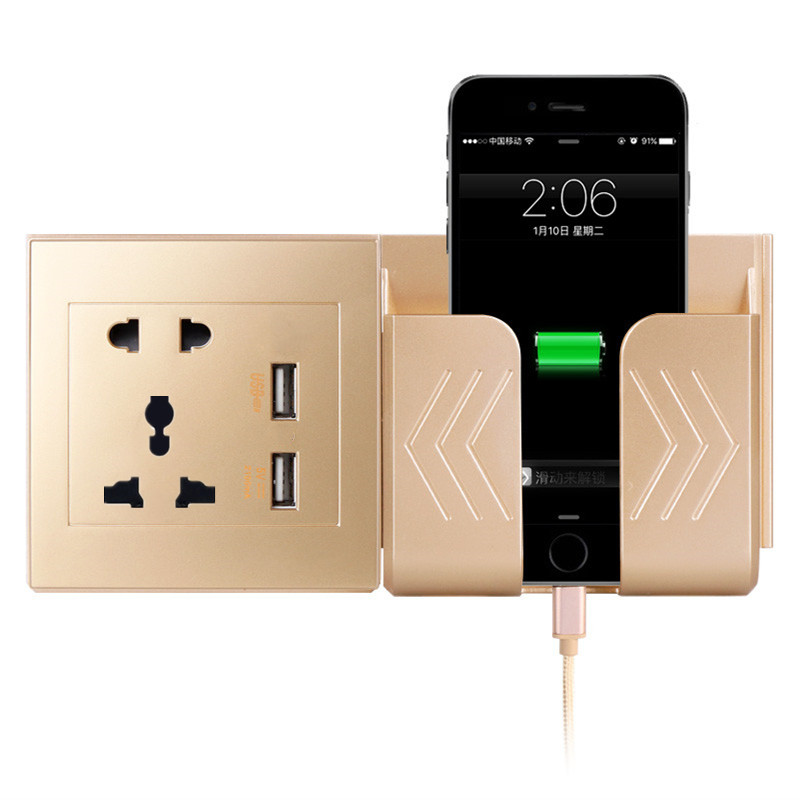 Universalus USB sieninis elektros lizdas, 5 V 2,1 A dvigubas USB telefono įkrovimo prievadas, JK 13 A standartinis maitinimo lizdas AC 220–110 V EU US AU