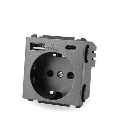 Séria S – modul napájacej zásuvky DE EU s USB typu C Funkčný modul USB C Kombinovaná zásuvka DIY zadarmo Čierna Biela Zlatá Sivá