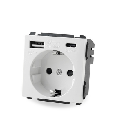 Séria S – modul napájacej zásuvky DE EU s USB typu C Funkčný modul USB C Kombinovaná zásuvka DIY zadarmo Čierna Biela Zlatá Sivá