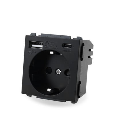 Séria S – modul napájacej zásuvky DE EU s USB typu C Funkčný modul USB C Kombinovaná zásuvka DIY zadarmo Čierna Biela Zlatá Sivá