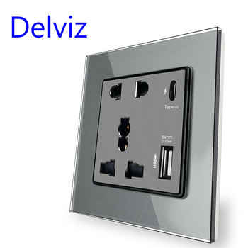 Delviz с гнездо тип C порт, 18 W 4000 mA интелигентно бързо зареждане с двоен интерфейсен изход, домакински вграден, 1A1C стенен USB изход