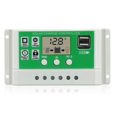 Solar Street Light Controller Kahe USB väljundiga 12V/24V RBL-30A-Li päikesekontroller