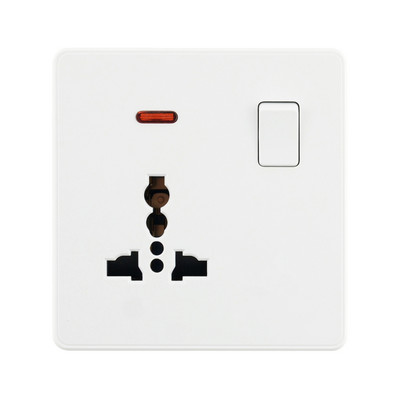 Viacúčelové zásuvky, 3 piny, 13A, duálna USB nabíjačka, LED indikátor, jednotlivé zásuvky s prepínačmi, dvojitá nástenná zásuvka, biely plast