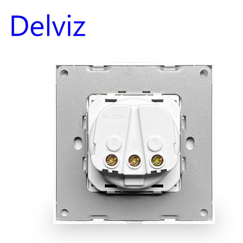 Delviz 16A nástenná zásuvka, biely vysokopevnostný PC panel, AC 110V-250V, vstavaná domáca štandardná elektrická zásuvka EÚ
