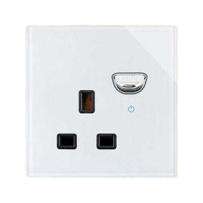 13A UK dugaszolóaljzat USB töltővel fali aljzat dupla kimeneti kapcsoló fehér üveg Szingapúr Írország Málta aljzat