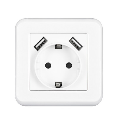 USB sienas kontaktligzda Elektrība 1/2 virzienu kontaktdakšas strāvas kontaktligzda 16 A, iebūvēta EU Square Schuko viedtālruņa planšetdatoram MP3 biroja virtuvei