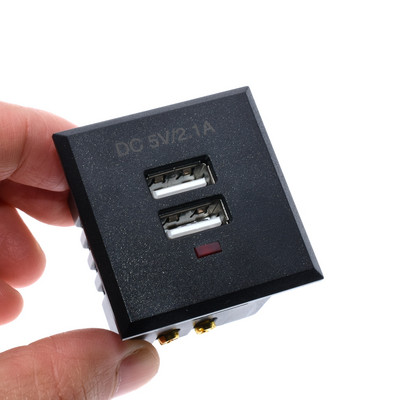 Negru 5V 2.1A Priză USB duală de tip card Priză USB încorporată pentru desktop Modul de priză de încărcare DC