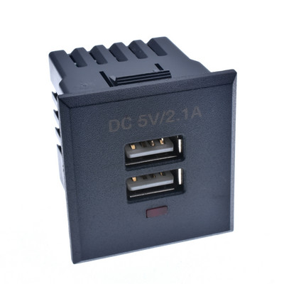 Melns 5V 2.1A kartes tipa dubultā USB barošanas ligzda, iegulta USB galddatora ligzda Līdzstrāvas uzlādes barošanas ligzdas modulis