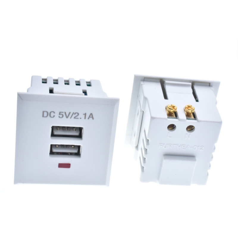 Melns 5V 2.1A kartes tipa dubultā USB barošanas ligzda, iegulta USB galddatora ligzda Līdzstrāvas uzlādes barošanas ligzdas modulis