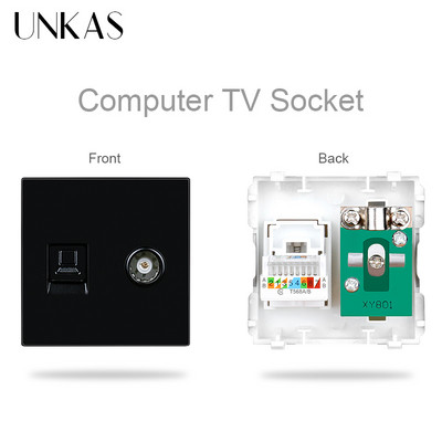 UNKAS B8 barkácsmodulok, amelyek illeszkednek a TV-porthoz RJ45 internetes számítógép-csatlakozó fali aljzathoz, ingyenes kombinált aljzat