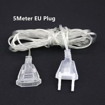 3M 5M 110V 220V EU US щепсел Захранващ удължителен кабел Прозрачен удължителен кабел за гирлянди LED приказни светлини Празнични светлини