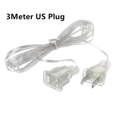 3M 5M 110V 220V EU US щепсел Захранващ удължителен кабел Прозрачен удължителен кабел за гирлянди LED приказни светлини Празнични светлини