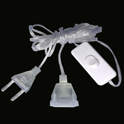 Βύσμα καλωδίου 3M 10FT Διαφανές κορδόνι φωτός Led Προέκταση Τυπικό καλώδιο επέκτασης τροφοδοσίας για Χριστουγεννιάτικο φωτιστικό χορδών για το σπίτι