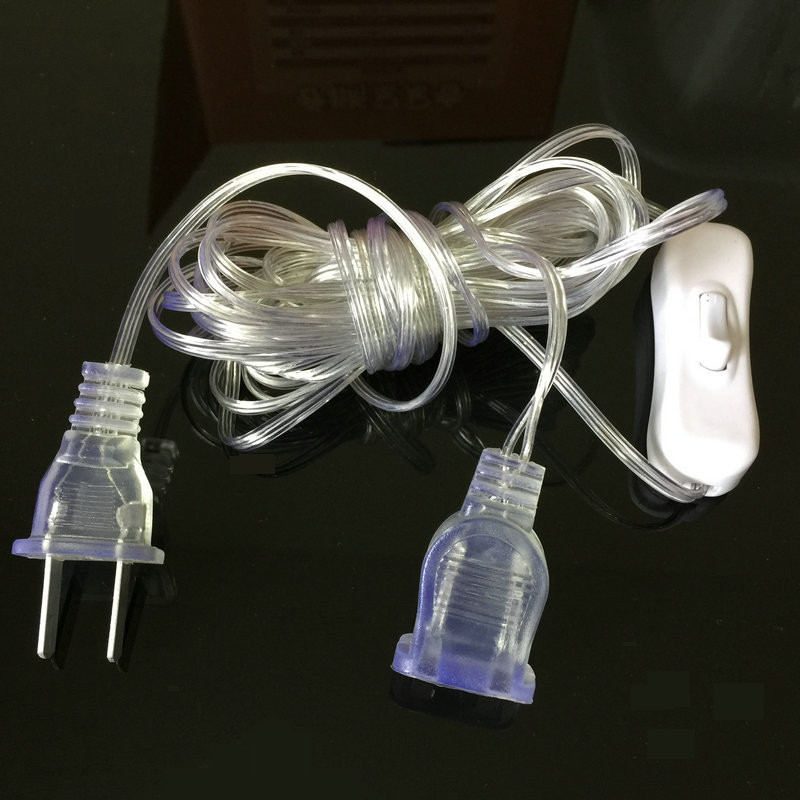 3M 10FT кабелен щепсел Прозрачен удължител за светодиодна светлина Стандартен захранващ удължителен кабел за домашен ваканционен шнур Коледна светлина