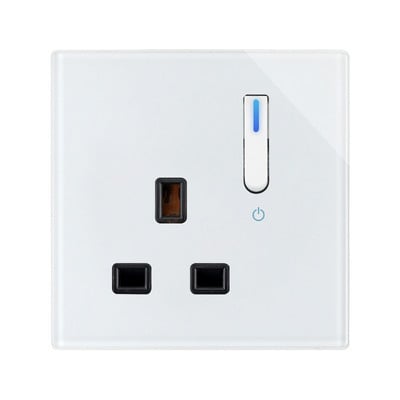 Zásuvka UK 13A s USB nabíjačkou, dvojitá zásuvka, biely sklenený klavírny kľúč, zásuvka do Singapuru, Írska, Malty