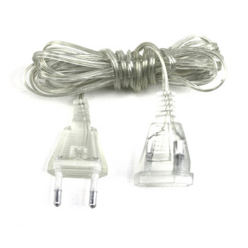 220V прозрачен захранващ удължителен кабел 3M 5M EU String Wire AC Стандартен кабел за превключване LED лампа за Коледа Нова година String Light