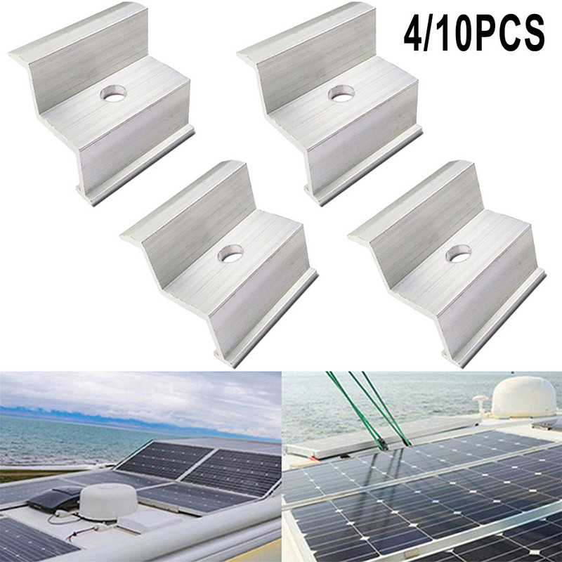 4/10 db végbilincs modul Prémium fotovoltaikus napelemes alumínium végbilincs 35/40 mm modul magasságú szerelvény, ellenáll az extrém nedvességnek