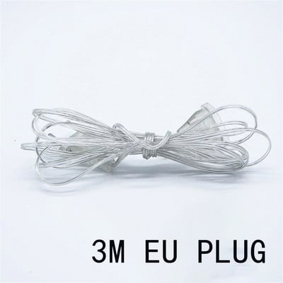 3M/5M kabeļa spraudnis Caurspīdīgs LED gaismas virknes pagarinātājs Standarta strāvas pagarinātājs mājas svētku stīgu gaismas Ziemassvētku ASV