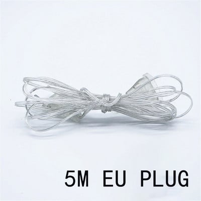 3M/5M kabeļa spraudnis Caurspīdīgs LED gaismas virknes pagarinātājs Standarta strāvas pagarinātājs mājas svētku stīgu gaismas Ziemassvētku ASV