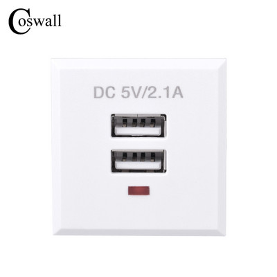 COSWALL kvalitātes iebūvējamā USB un C tipa / dubultā USB uzlādes izejas modulis galda ligzdai, maksimālais 2,1 A ar LED indikatoru