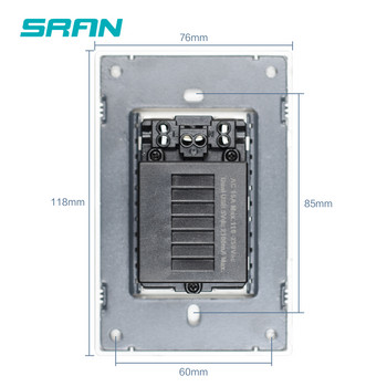 SRAN US стандартен универсален захранващ контакт, двоен USB контакт 5V2.1A изход за зареждане, домашен компютърен панел със забавяне на горенето 118*76mm