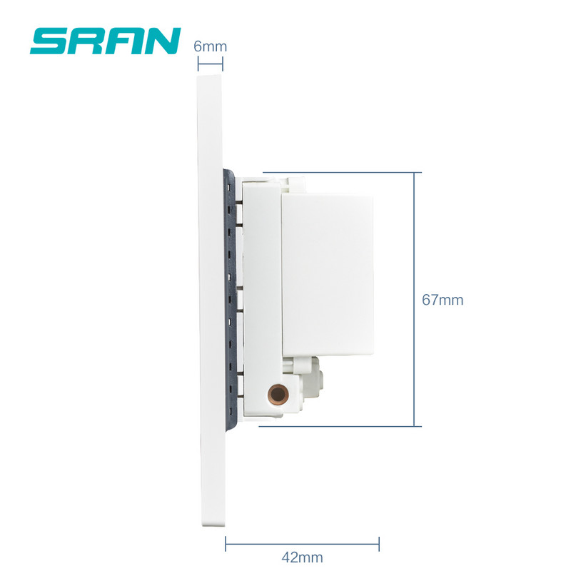 SRAN US standarta universālā barošanas ligzda, dubultā USB sienas kontaktligzda 5V2.1A izeja uzlādei, mājas liesmas slāpētājs PC panelis 118*76mm