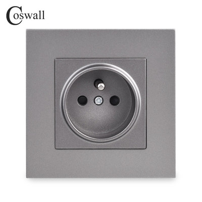 COSWALL francia lengyel szabványos fali tápcsatlakozó, földelt USB A és C típusú töltőport matt szürke szürke PC panel E20 sorozat