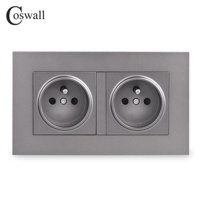COSWALL francia lengyel szabványos fali tápcsatlakozó, földelt USB A és C típusú töltőport matt szürke szürke PC panel E20 sorozat