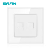 SRAN 2gang datora sienas kontaktligzda rj45 CAT5 tipa kristāla rūdīta stikla panelis 86*86mm dubultā interneta interfeisa kontaktligzda