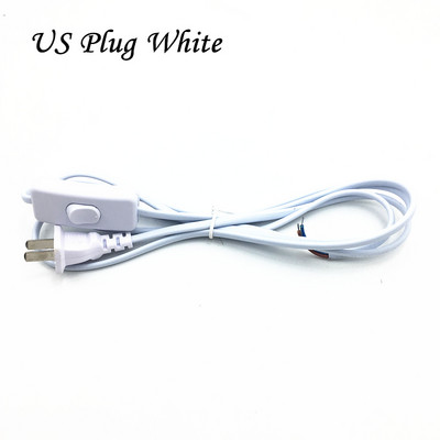 1,8 m maiņstrāvas vads, balta, melna līnija ar ieslēgšanas/izslēgšanas slēdža pogu Kabeļi Vads Divu kontaktu ASV spraudnis Kabeļa pagarinājuma vadi ES tipa adapteris