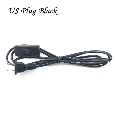 1,8 m maiņstrāvas vads, balta, melna līnija ar ieslēgšanas/izslēgšanas slēdža pogu Kabeļi Vads Divu kontaktu ASV spraudnis Kabeļa pagarinājuma vadi ES tipa adapteris