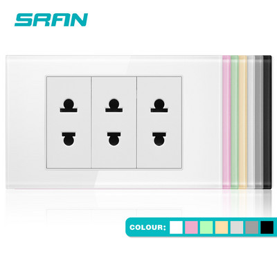 SRAN 16A priză universală panou din sticlă securizată cristal 118*72mm priză de perete 2/3 gang pentru electrocasnic 110v-250v