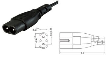 1PCS IEC 320 2-пинов C7 женски към C8 мъжки фигура 8 удължителен кабел за захранващ адаптер