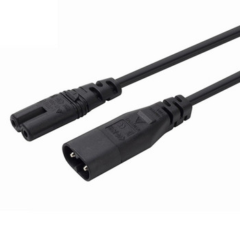 1PCS IEC 320 2-пинов C7 женски към C8 мъжки фигура 8 удължителен кабел за захранващ адаптер