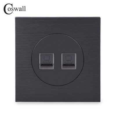 Panou din aluminiu Coswall CAT5E Dual RJ45 Internet Jack Prise de perete Priză de date computer Knight Black